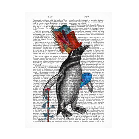 Trademark Fine Art Fab Funky 'Penguin and Fish Hat Book Print' Canvas Art, 24x32 WAG18842-C2432GG